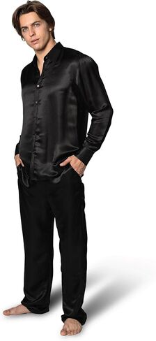 Luxury Artisan Silk Pajamas For Men, Pure Mulberry Silk 27 Momme Mens PJs in Kuwait