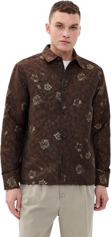 Les Deux Men's Kaleb Flower Jacquard Overshirt in Saudi Arabia