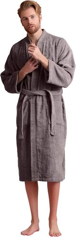 Men's Turkish Terry Kimono Style Bathrobe - 100% Cotton Robe for Men - Comfortable & Absorbent - Soft & Cozy Wear in Saudi Arabia