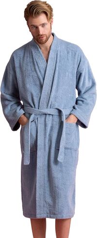 Men's Turkish Terry Kimono Style Bathrobe - 100% Cotton Robe for Men - Comfortable & Absorbent - Soft & Cozy Wear in Saudi Arabia
