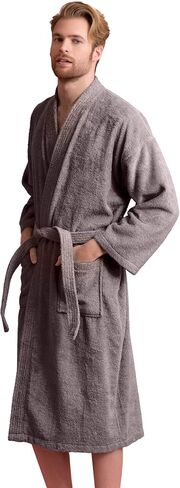 Men's Turkish Terry Kimono Style Bathrobe - 100% Cotton Robe for Men - Comfortable & Absorbent - Soft & Cozy Wear in Saudi Arabia