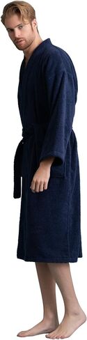 Men's Turkish Terry Kimono Style Bathrobe - 100% Cotton Robe for Men - Comfortable & Absorbent - Soft & Cozy Wear in Saudi Arabia