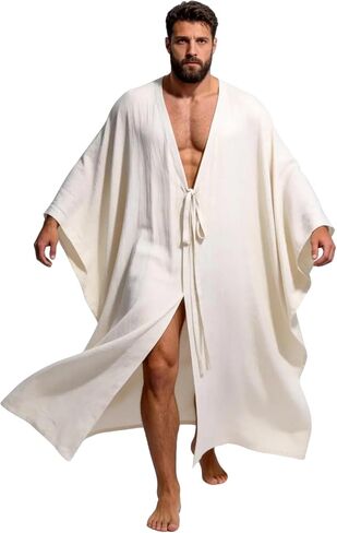 Mens Kaftan Summer Beach Robe, Soft Long Kaftan for Men, Caftan Layer for Swim Pool & Coastal Resort Style in Saudi Arabia