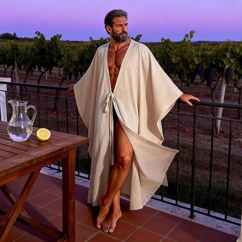 Mens Kaftan Summer Beach Robe, Soft Long Kaftan for Men, Caftan Layer for Swim Pool & Coastal Resort Style in Saudi Arabia