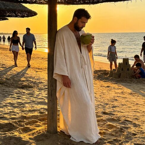 Mens Kaftan Summer Beach Robe, Soft Long Kaftan for Men, Caftan Layer for Swim Pool & Coastal Resort Style in Saudi Arabia