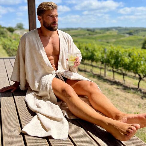 Mens Kaftan Summer Beach Robe, Soft Long Kaftan for Men, Caftan Layer for Swim Pool & Coastal Resort Style in Saudi Arabia