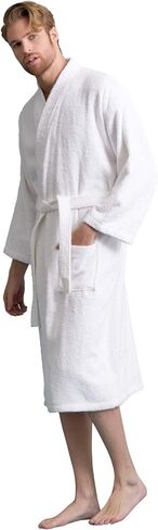 Men's Turkish Terry Kimono Style Bathrobe - 100% Cotton Robe for Men - Comfortable & Absorbent - Soft & Cozy Wear in Saudi Arabia