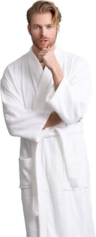 Men's Turkish Terry Kimono Style Bathrobe - 100% Cotton Robe for Men - Comfortable & Absorbent - Soft & Cozy Wear in Saudi Arabia