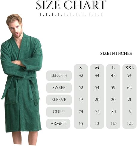 Men's Turkish Terry Kimono Style Bathrobe - 100% Cotton Robe for Men - Comfortable & Absorbent - Soft & Cozy Wear in Saudi Arabia