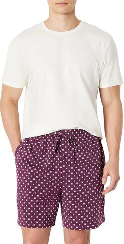 Amazon Essentials Men's Cotton-Modal Pajama Set, Short Sleeve T-Shirt and Shorts in Kuwait