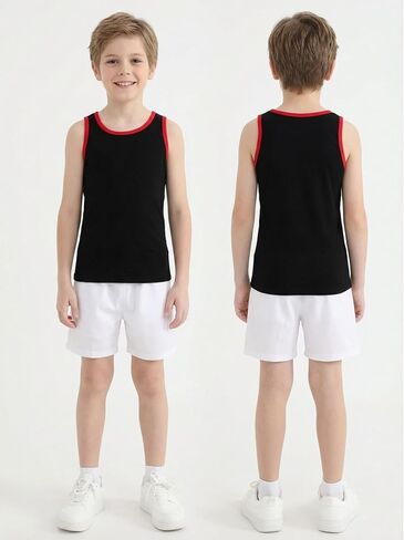 5 Packs Boys Tank Tops Kids Sleeveless Shirts Soft Toddler Crewneck Undershirts for Summer School Size 3T-16 Years in Kuwait