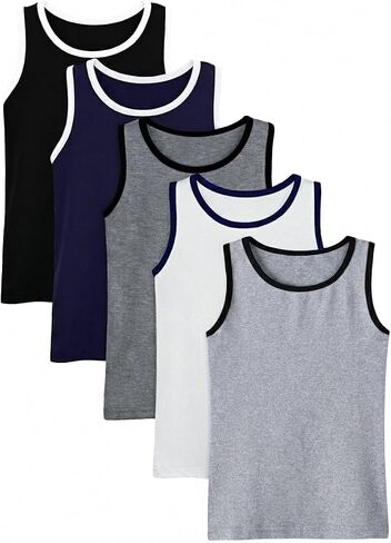 5 Packs Boys Tank Tops Kids Sleeveless Shirts Soft Toddler Crewneck Undershirts for Summer School Size 3T-16 Years in Kuwait