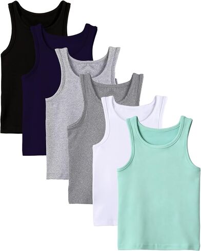 6 Pack Boys Tank Tops Cotton Sleeveless Undershirts Soft Summer Tanks Sizes 2-3T to 11-13 Years in Kuwait