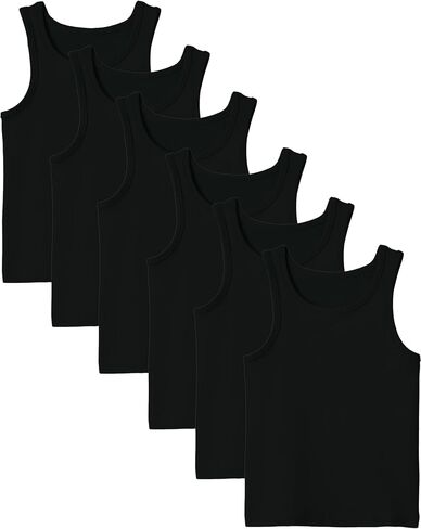 6 Pack Boys Tank Tops Cotton Sleeveless Undershirts Soft Summer Tanks Sizes 2-3T to 11-13 Years in Kuwait