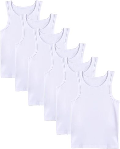 6 Pack Boys Tank Tops Cotton Sleeveless Undershirts Soft Summer Tanks Sizes 2-3T to 11-13 Years in Kuwait