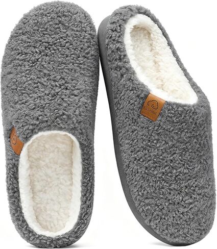 Evshine Memory Foam Fuzzy Slippers for Women Curly Fleece House Shoes Warm Indoor Outdoor Home Slip on in Saudi Arabia