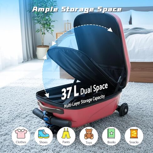 20" Hardshell Scooter Suitcase for Kid & Adult Foldable 2 in 1 Ride on Carry on Travel Trolley Scooter Luggage With Wheels in Saudi Arabia