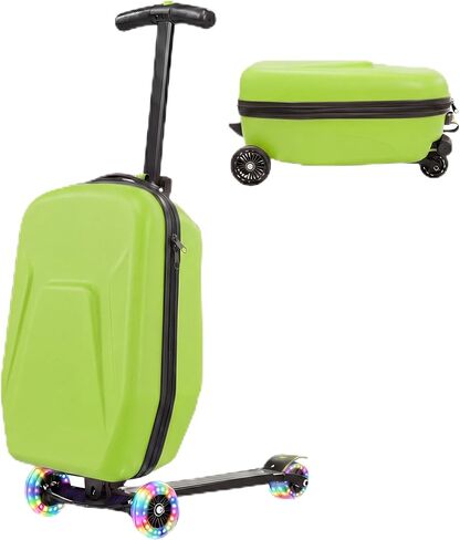 20" Hardshell Scooter Suitcase for Kid & Adult Foldable 2 in 1 Ride on Carry on Travel Trolley Scooter Luggage With Wheels in Saudi Arabia