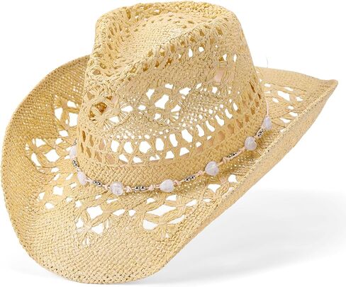 Straw Cowboy Hat for Men and Women Cowgirl Cowboys Cowgirls Woven Crease for Western Gift Gifts in Saudi Arabia