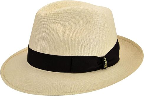 Borsalino Quito Panama Medium Brim Fedora, Natural, Black Band, 7 1/2 in Saudi Arabia