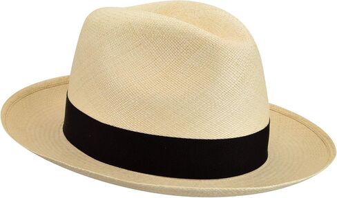 Borsalino Quito Panama Medium Brim Fedora, Natural, Black Band, 7 1/2 in Saudi Arabia