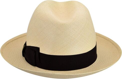 Borsalino Quito Panama Medium Brim Fedora, Natural, Black Band, 7 1/2 in Saudi Arabia
