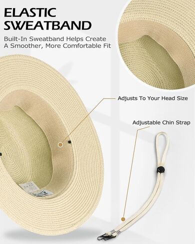 Zylioo XXL XL Straw Panama Sun Hat for Big Heads,M S UV Summer Fedora with Chin Strap,Beach Travel Outdoor Gift Box in Kuwait