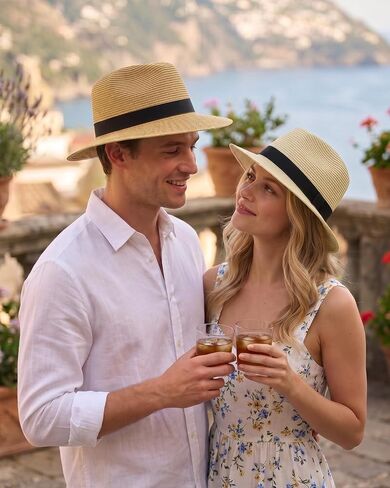Zylioo XXL XL Straw Panama Sun Hat for Big Heads,M S UV Summer Fedora with Chin Strap,Beach Travel Outdoor Gift Box in Kuwait