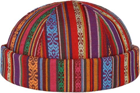 قبعة Lierys Fresh Stripes Dockercap المصنوعة يدويًا من القطن الفسكوز متعدد الألوان للرجال صيفية مصنوعة في إيطاليا in Kuwait