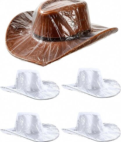 Cowboy Hat Rain Cover Plastic Waterproof Western-Style Headwear Protector White Water-Repellent Dustproof Hoods in Kuwait