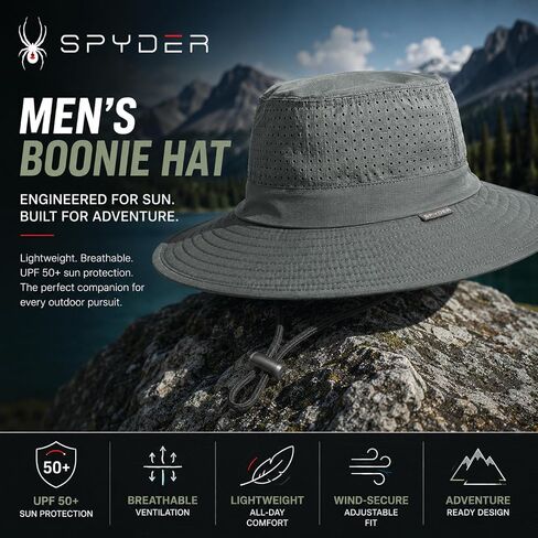 Spyder Mens Boonie Hat - UPF 50+ Wide Brim Fishing Cooling Sun Hats for Men Hiking Beach Camping Fishing Summer Bucket Hat in Kuwait