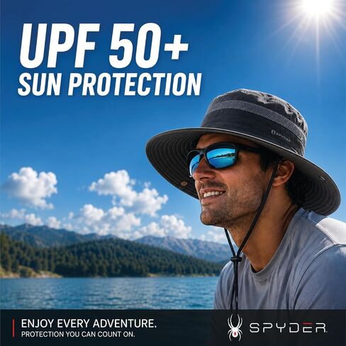 Spyder Mens Boonie Hat - UPF 50+ Wide Brim Fishing Cooling Sun Hats for Men Hiking Beach Camping Fishing Summer Bucket Hat in Kuwait