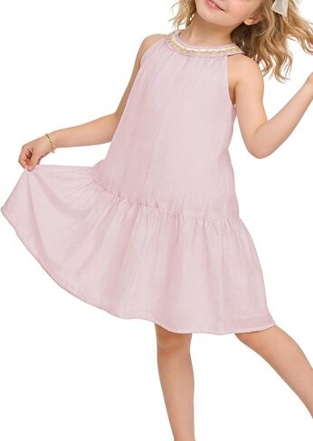 Girls Chiffon Dresses with Cotton Lining Sleeveless Halter Summer Casual Party Birthday A Line Short Dress 3-12 Years in Saudi Arabia