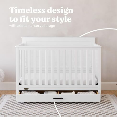 Graco Tristan 5-in-1 Convertible Crib with Drawer (Driftwood) – GREENGUARD Gold Certified, Fits Standard Crib Mattress, Premium Handle, Converts to Toddler Bed, Daybed, and Full-Size Bed in Saudi Arabia