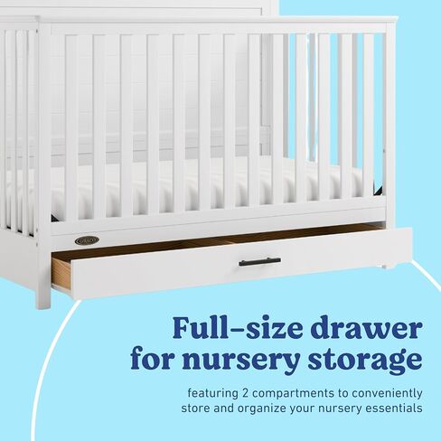 Graco Tristan 5-in-1 Convertible Crib with Drawer (Driftwood) – GREENGUARD Gold Certified, Fits Standard Crib Mattress, Premium Handle, Converts to Toddler Bed, Daybed, and Full-Size Bed in Saudi Arabia