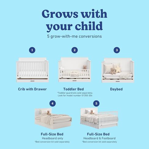 Graco Tristan 5-in-1 Convertible Crib with Drawer (Driftwood) – GREENGUARD Gold Certified, Fits Standard Crib Mattress, Premium Handle, Converts to Toddler Bed, Daybed, and Full-Size Bed in Saudi Arabia