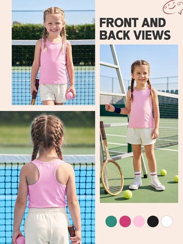 Girls Tank Tops 5 Pack, Cross-Back Opaque Soft Stretch Cotton for School Dance Summer, 2–16 Years in Kuwait