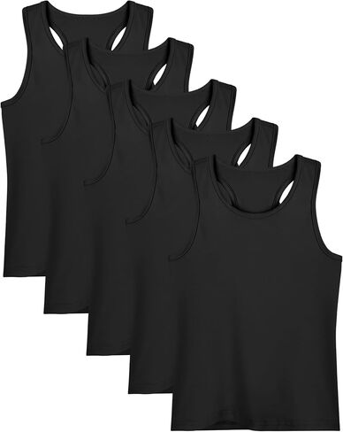Girls Tank Tops 5 Pack, Cross-Back Opaque Soft Stretch Cotton for School Dance Summer, 2–16 Years in Kuwait