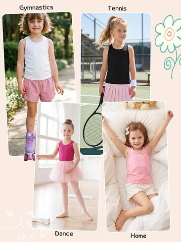 Girls Tank Tops 5 Pack, Cross-Back Opaque Soft Stretch Cotton for School Dance Summer, 2–16 Years in Kuwait