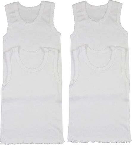ToBeInStyle Girl's 4 Pack 100% Cotton Ruffle Hem Tank Tops Super Soft Undershirts in Kuwait