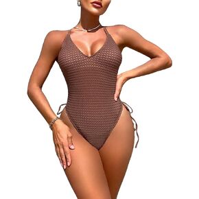 بدلة سباحة نسائية مثيرة من قطعة واحدة من SHENHE ذات قصة عالية وأربطة بدون ظهر in Kuwait