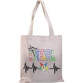 BDPWSS OES Order Of The Eastern Star Tote Bag For Sistar Sorority Sisterhood Gift Freemason Lodge Gift (ES heartbeat TG), Middle