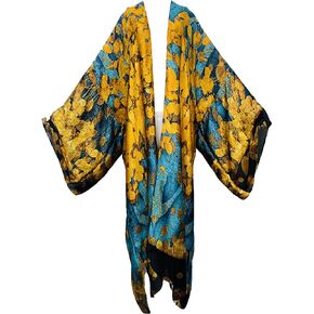 Summer Silk Feeling Women Bikini Sweet Cardigan Stitch Cocktail sexcy Boho African Holiday Maxi Batwing SleeveRobe Kaftan