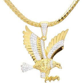 metaltree98 Men's 14kt Gold Plated Mini America Eagle Pendant 20" Miami Cuban Chain Set BCH 13585 TT