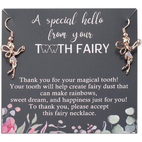 PLITI Tooth Fairy Earrings Fairy Wings Birthstone Jewelry For Daughter Niece birthday Gift Dental Assistant Gift