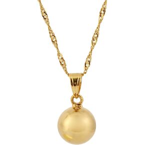 Gold 12mm Ball Pendant Necklace 24k Gold Fine Sphere Jewelry Outdoor Sporty Women Girls Pendant