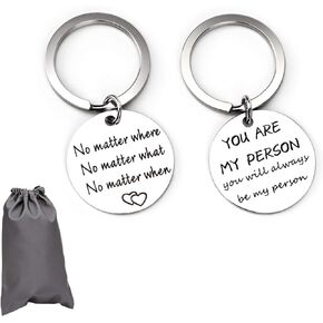 AIEX 2PCS Couples Keychains Stainless Steel Pendant Lover Keychain You are My Person You Will Always Be My Person Best Friends Gift for Valentines Day Anniversary Wedding Birthday Gift