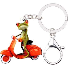 DOWAY Acrylic Charm Crown Frog Keychain Insect Pendant for Women Girl Purse Handbag Car Key Ring