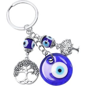 Lucky Evil Eye Keychain for Men and Women Cute Car Key Holder Protection Amulet/Love Sunflower Tree of Life