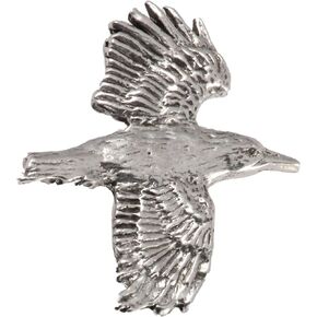 Handcrafted Flying Raven Brooch and Lapel Pins Charms - Small and Large - Antique Pewter, Copper and Gold Plated, Hand Painted - Made in The United States